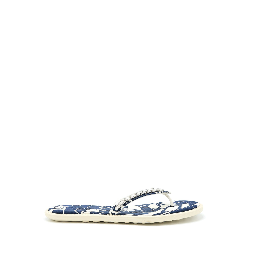 CHANEL FLIP FLOPS WITH CHAIN RUBBER/CANVAS MULTICOLOUR SHW