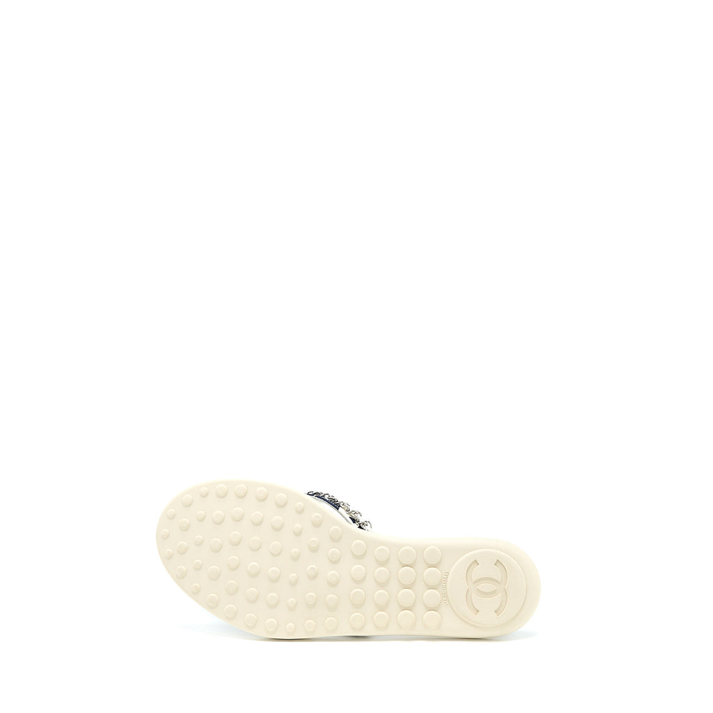 CHANEL FLIP FLOPS WITH CHAIN RUBBER/CANVAS MULTICOLOUR SHW