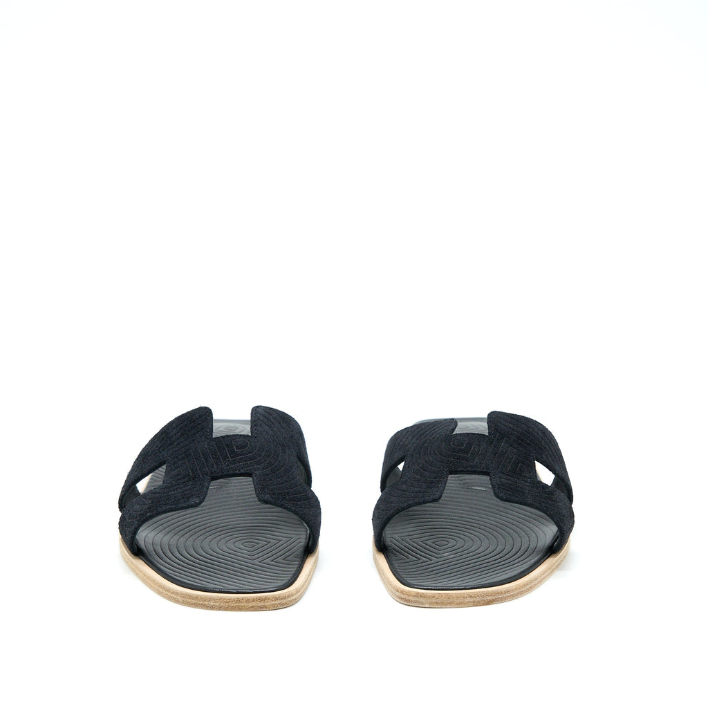 HERMES ORAN SANDALS VEAU VELOURS BLACK