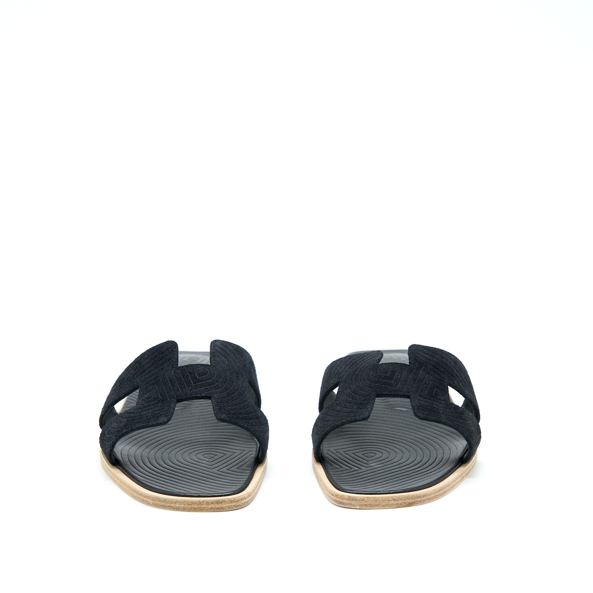 HERMES ORAN SANDALS VEAU VELOURS BLACK