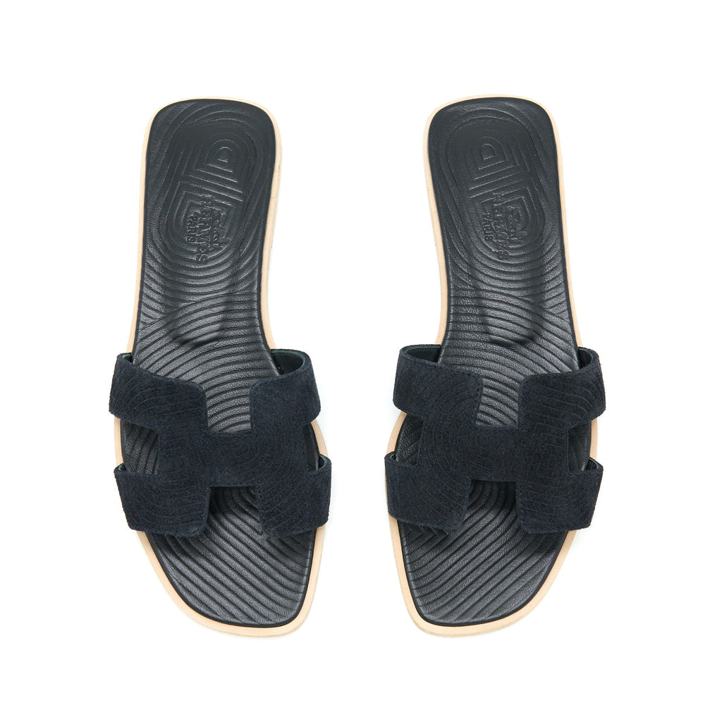 HERMES ORAN SANDALS VEAU VELOURS BLACK