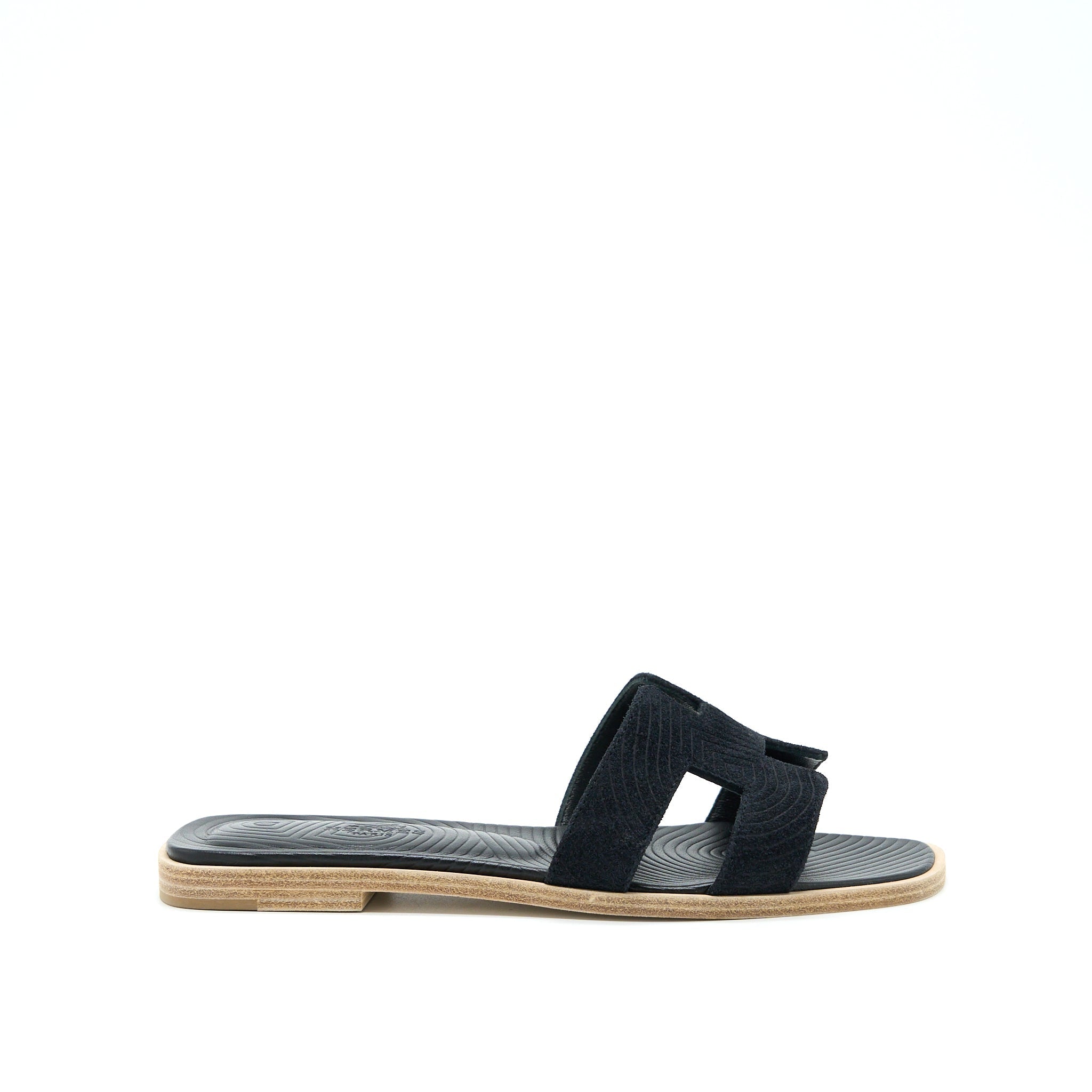 HERMES ORAN SANDALS VEAU VELOURS BLACK