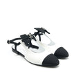 CHANEL SLINGBACK FLATS WITH RIBBONS WHITE AND BLACK