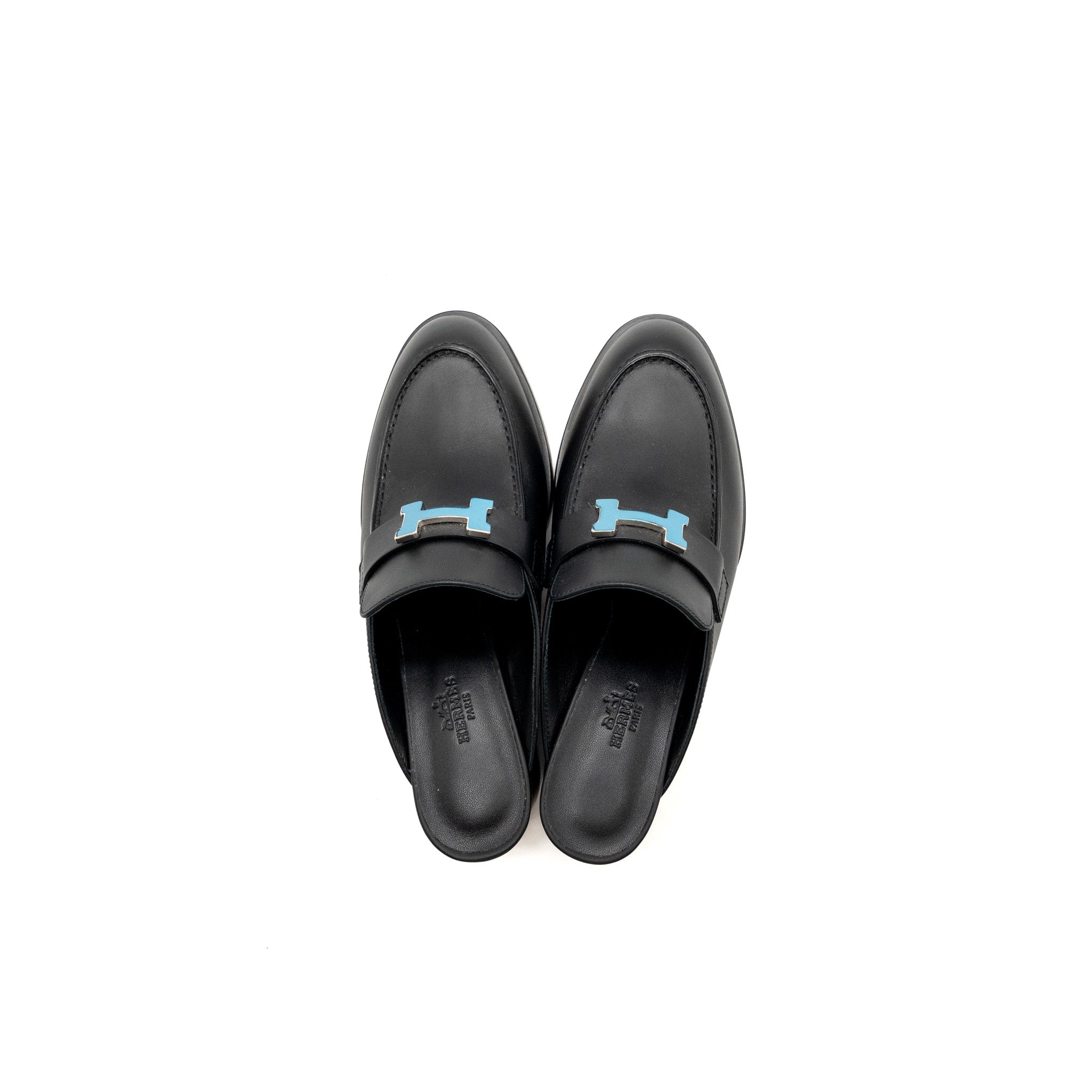 HERMES MULE FEMME FLORE CALFSKIN BLACK SHW