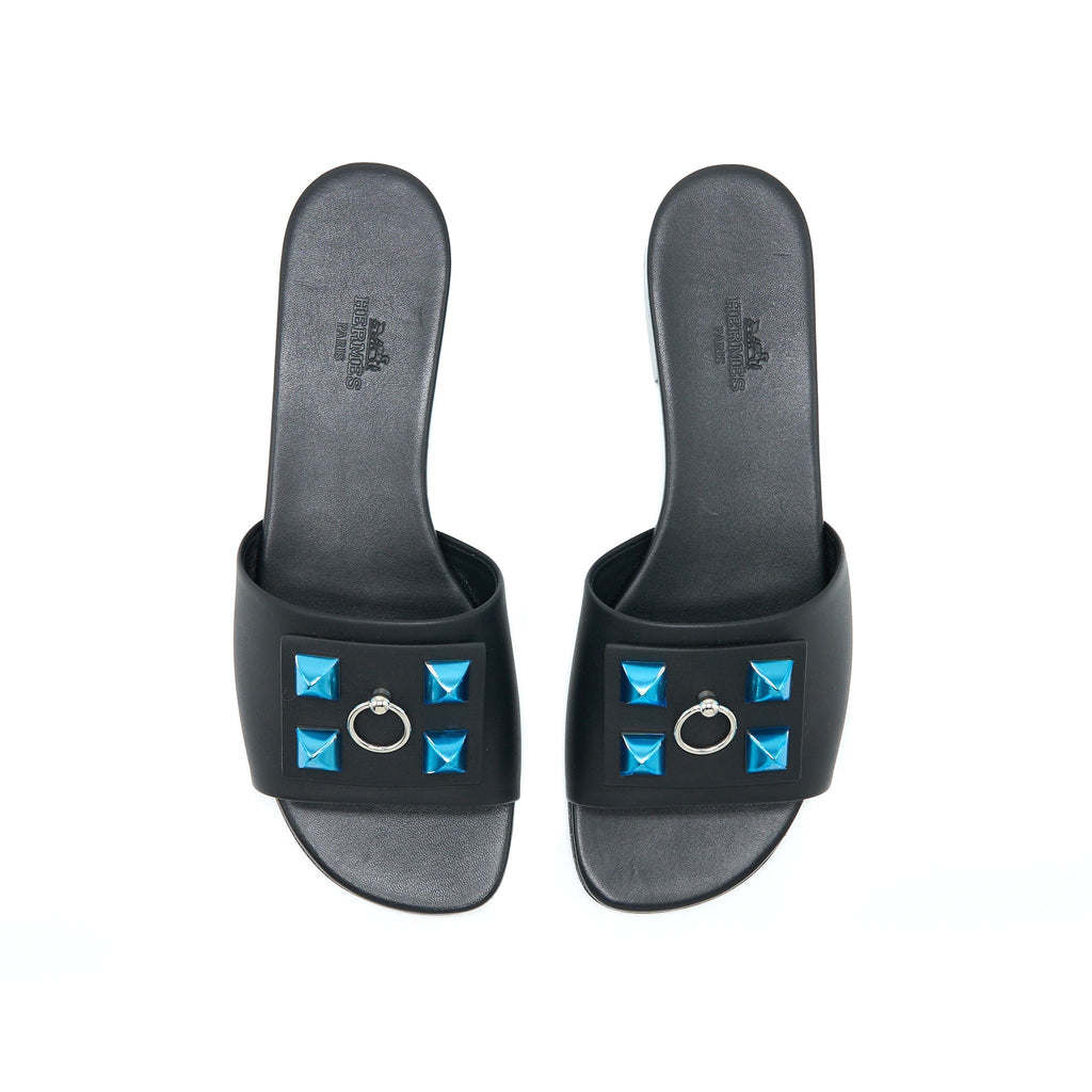 HERMES DUNE SANDAL BLACK SHW