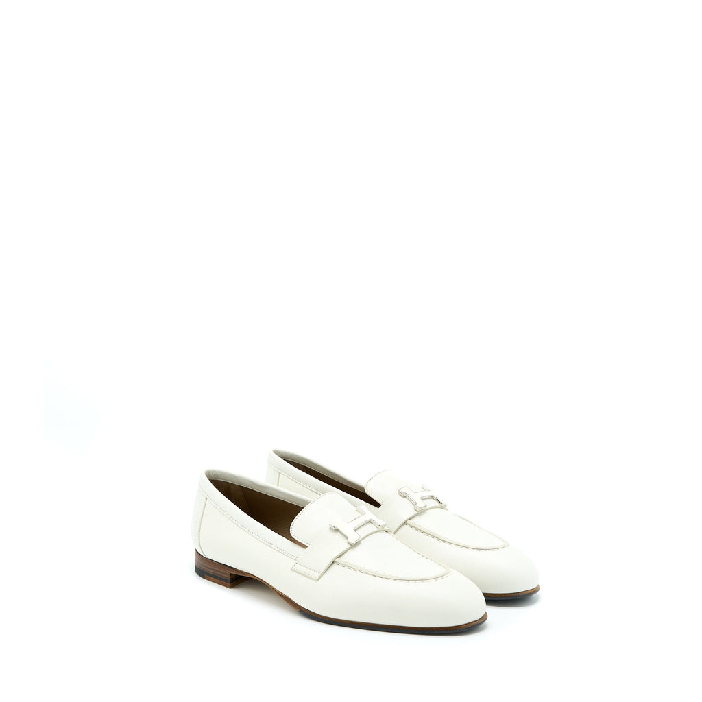 HERMES PARIS LOAFER WHITE WITH ENAMEL HARDWARE