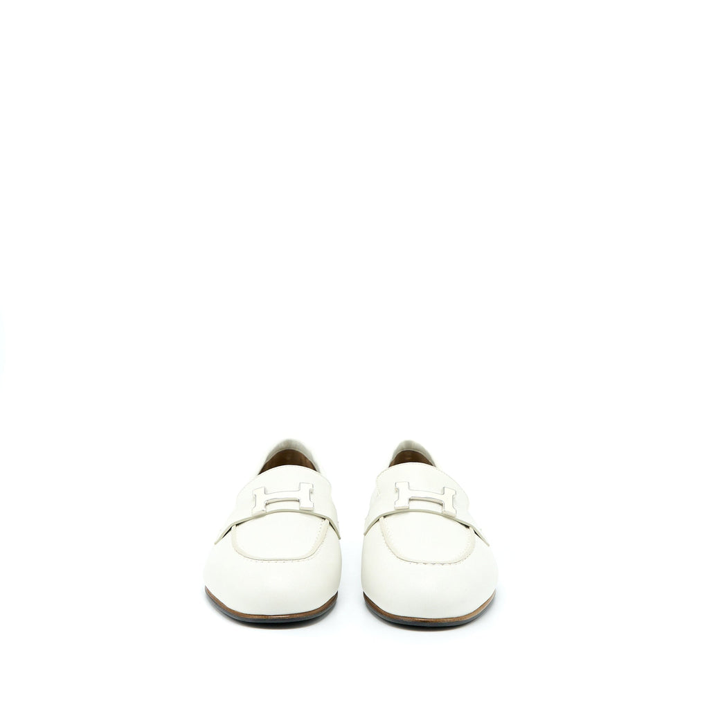 HERMES PARIS LOAFER WHITE WITH ENAMEL HARDWARE