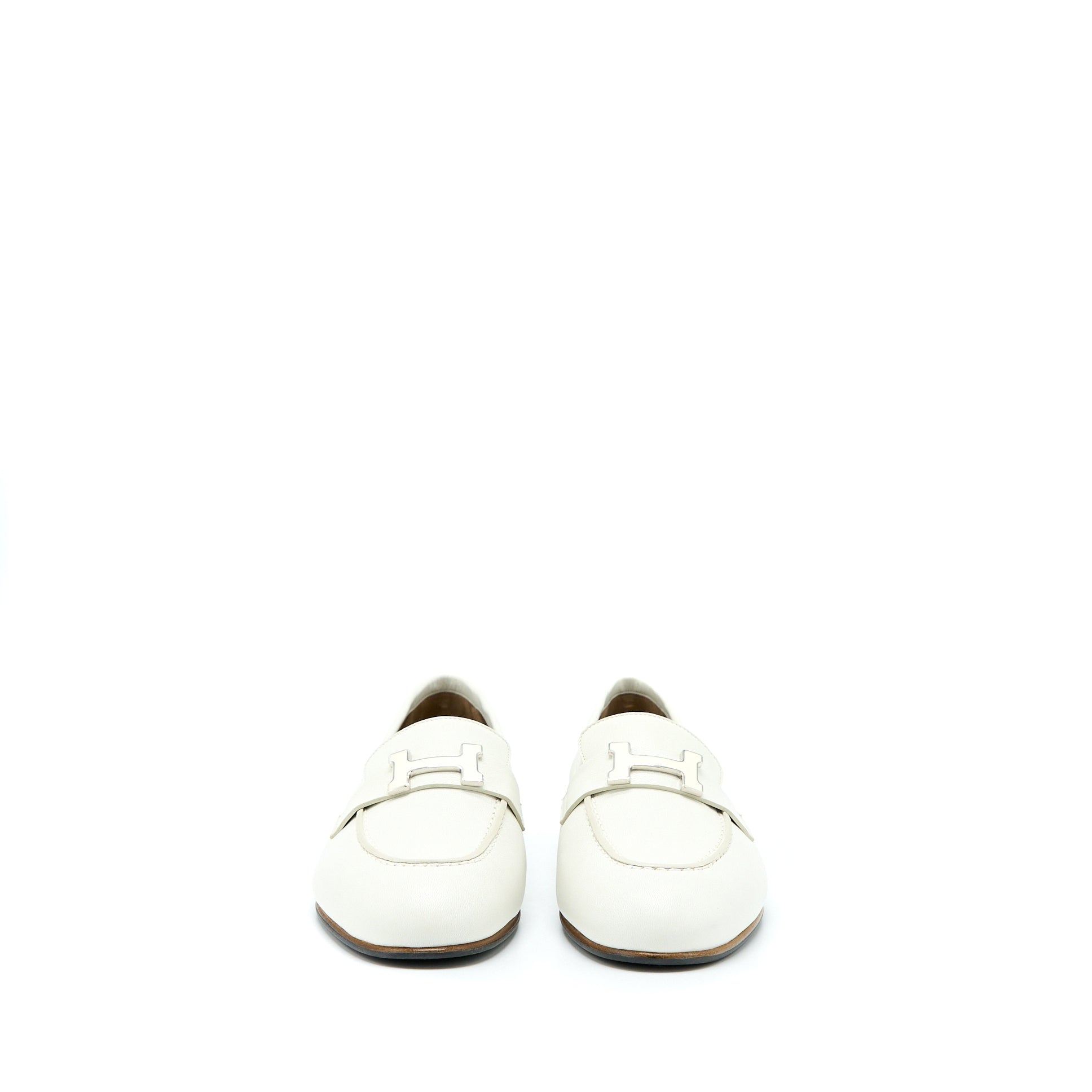 HERMES PARIS LOAFER WHITE WITH ENAMEL HARDWARE