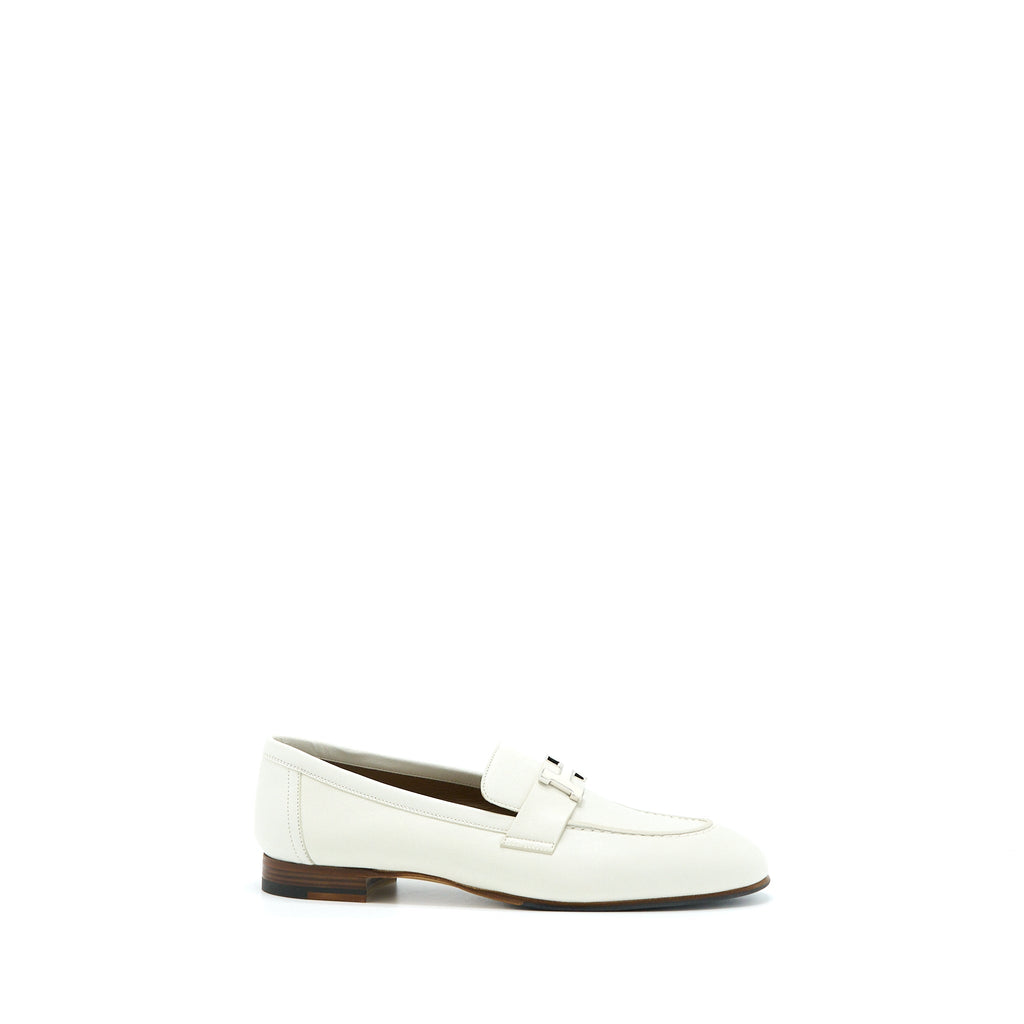 HERMES PARIS LOAFER WHITE WITH ENAMEL HARDWARE