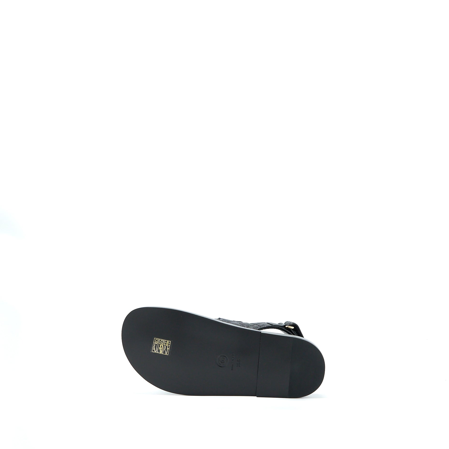 CHANEL DAD SANDALS LEATHER BLACK LIGHT GOLD TONE