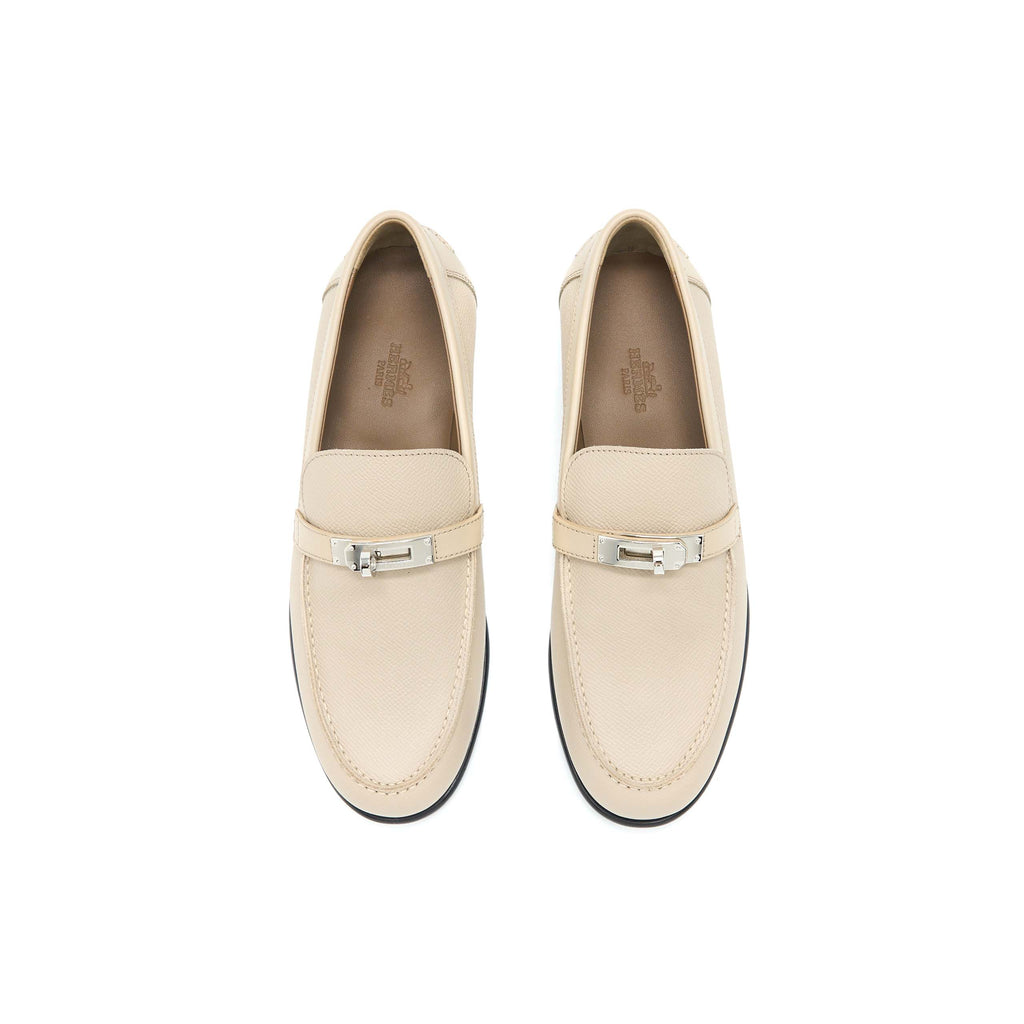 HERMES DESTIN MOCCASINS LOAFER EPSOM BLANC GOMME SHW