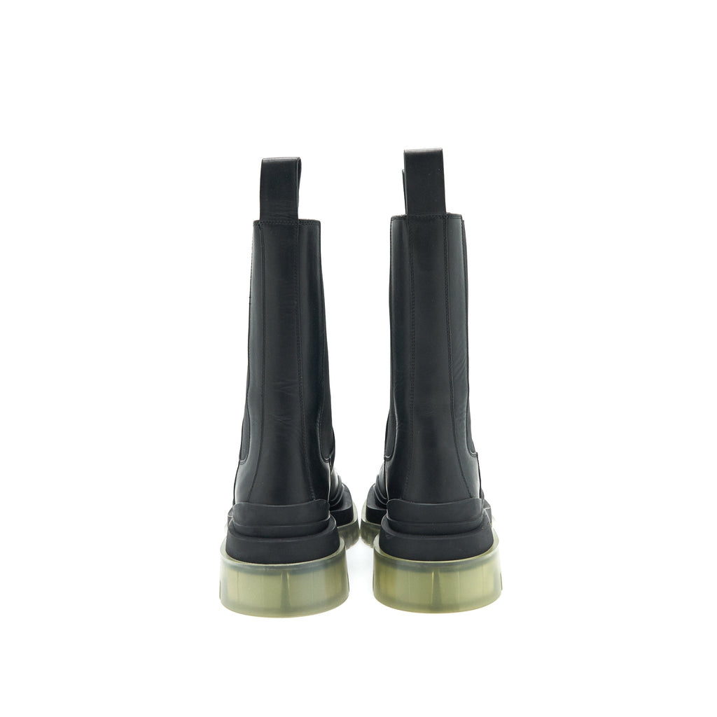 BOTTEGA VENETA TIRE RUBBER-TRIMMED LEATHER CHELSEA BOOTS