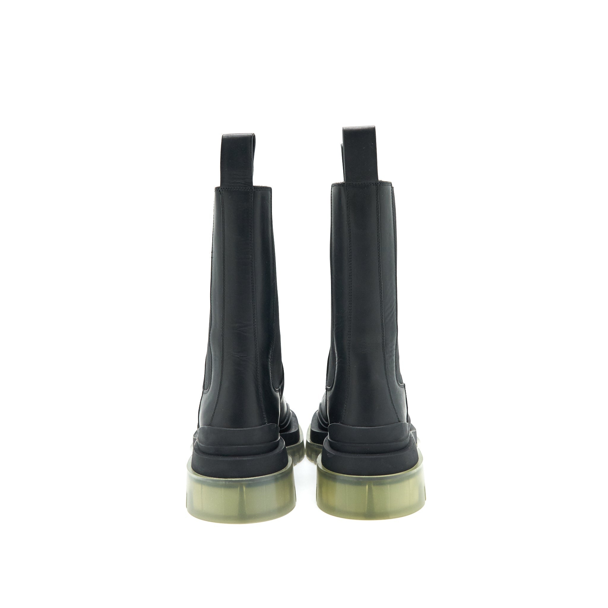 BOTTEGA VENETA TIRE RUBBER-TRIMMED LEATHER CHELSEA BOOTS