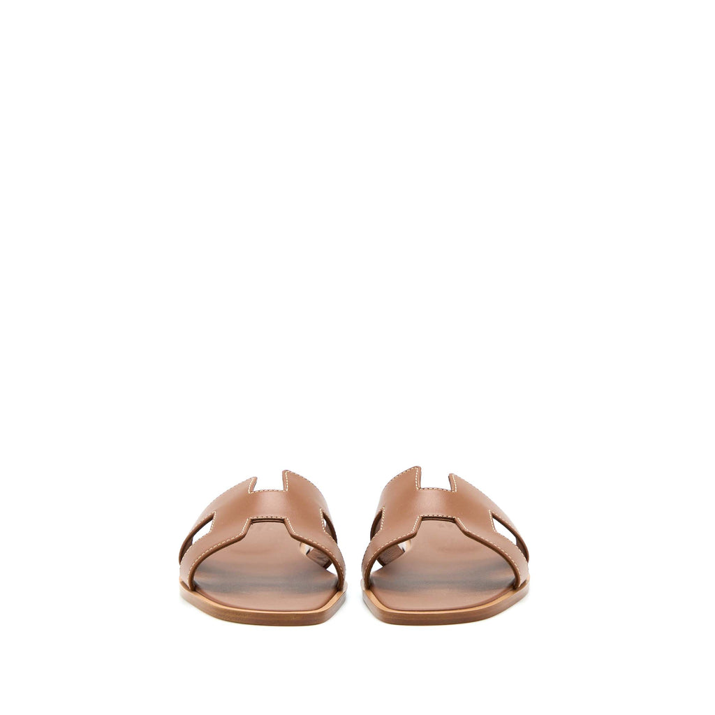 HERMES ORAN SANDALS BOX LEATHER GOLD