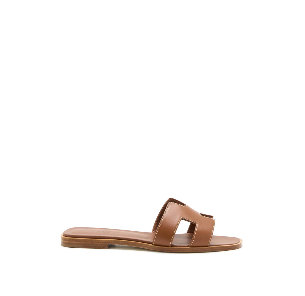 HERMES ORAN SANDALS BOX LEATHER GOLD