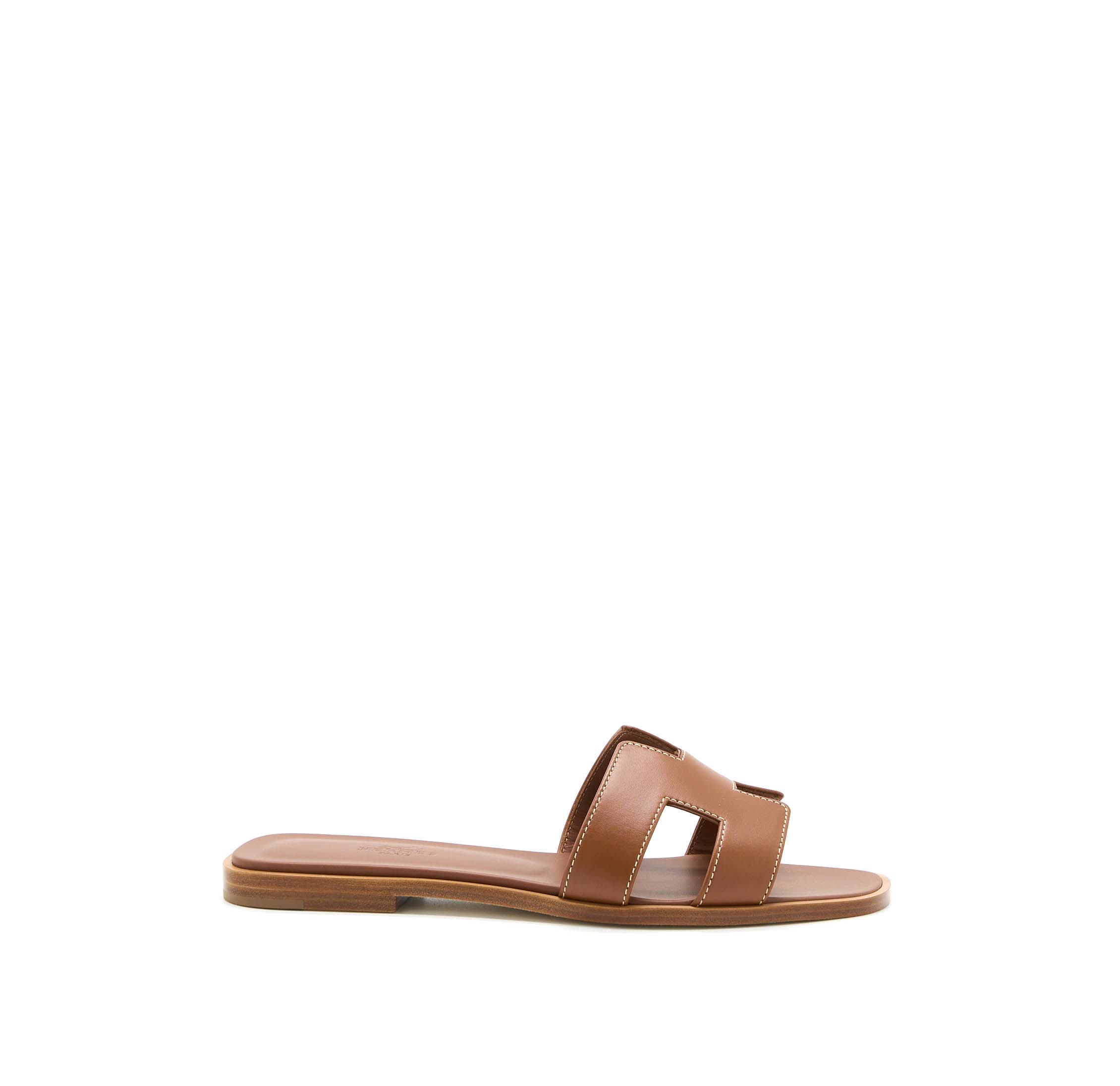 HERMES ORAN SANDALS BOX LEATHER GOLD