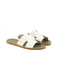 HERMES IZMIR SANDAL BEIGE GLAISE/ VERT TOUNDRA