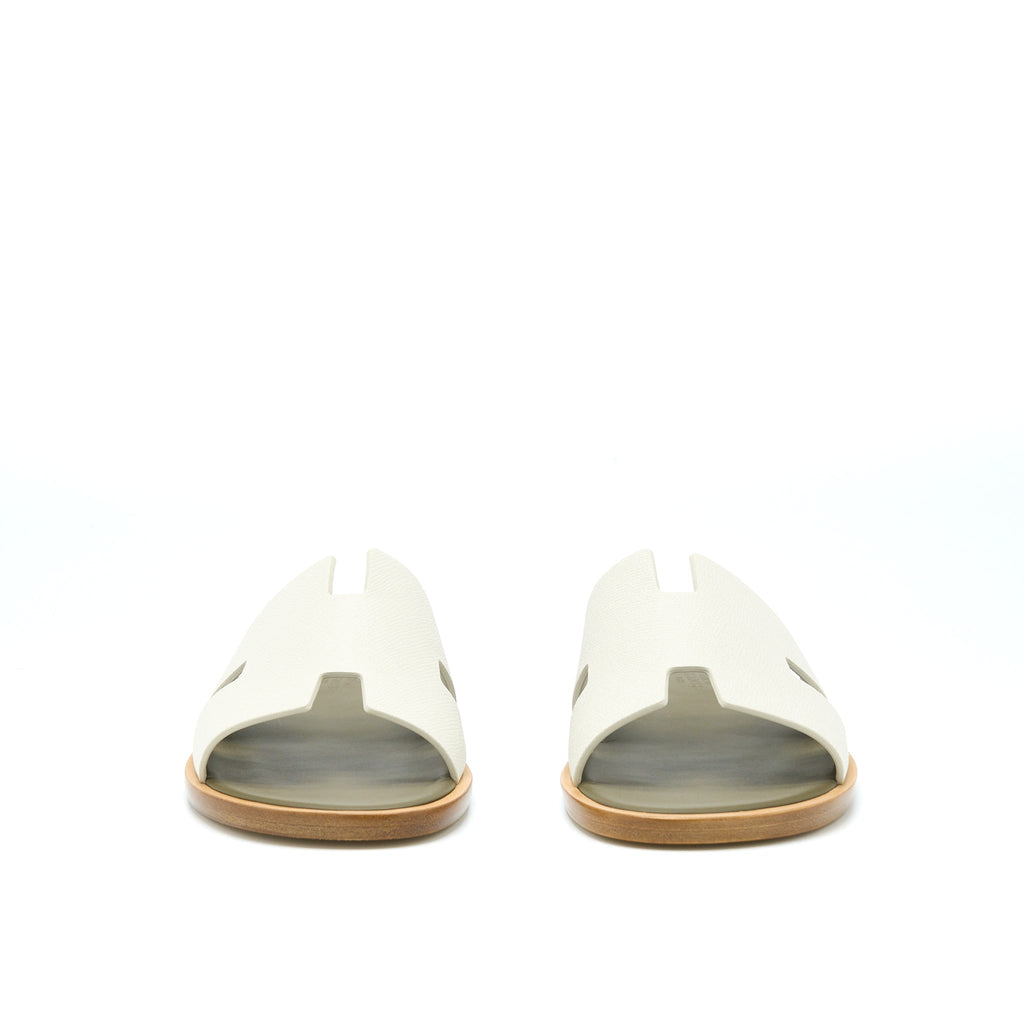 HERMES IZMIR SANDAL BEIGE GLAISE/ VERT TOUNDRA
