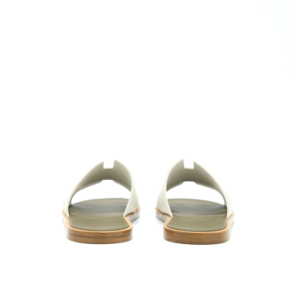 HERMES IZMIR SANDAL BEIGE GLAISE/ VERT TOUNDRA