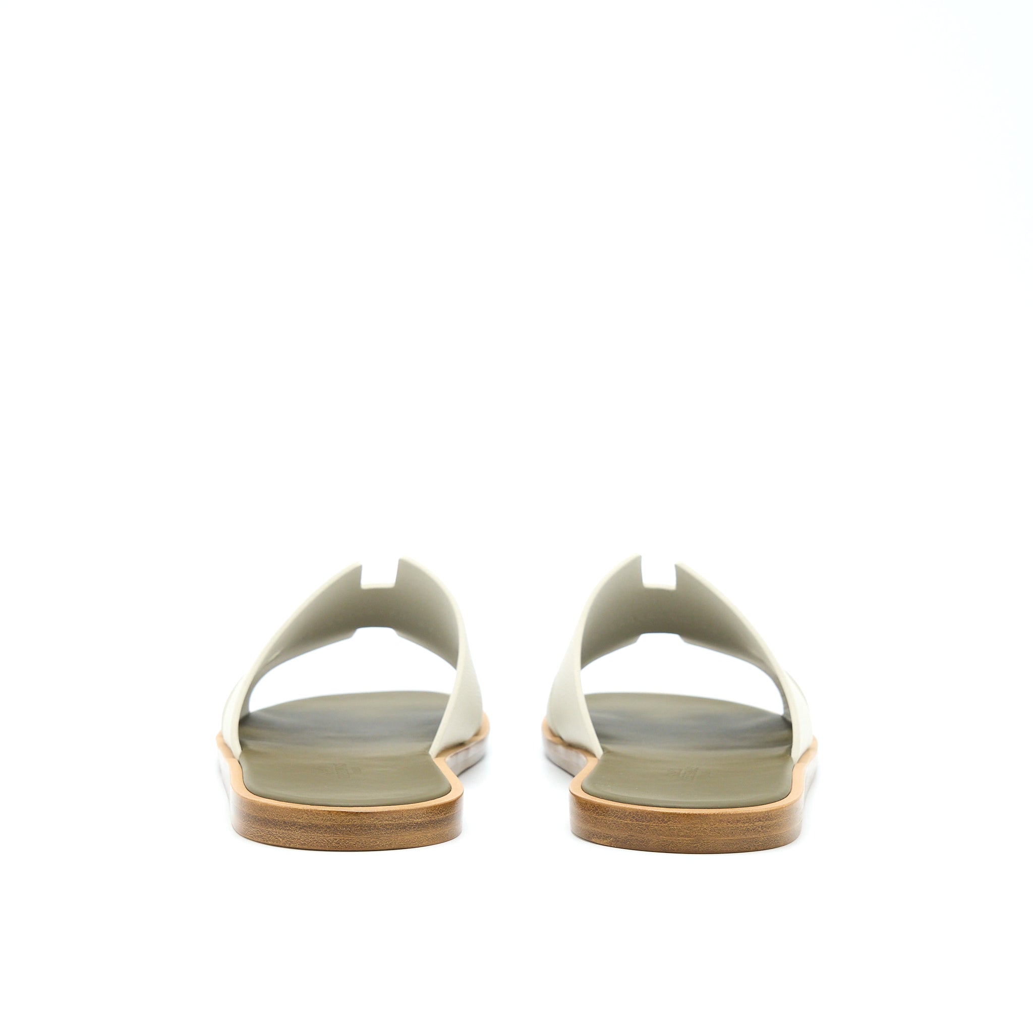 HERMES IZMIR SANDAL BEIGE GLAISE/ VERT TOUNDRA