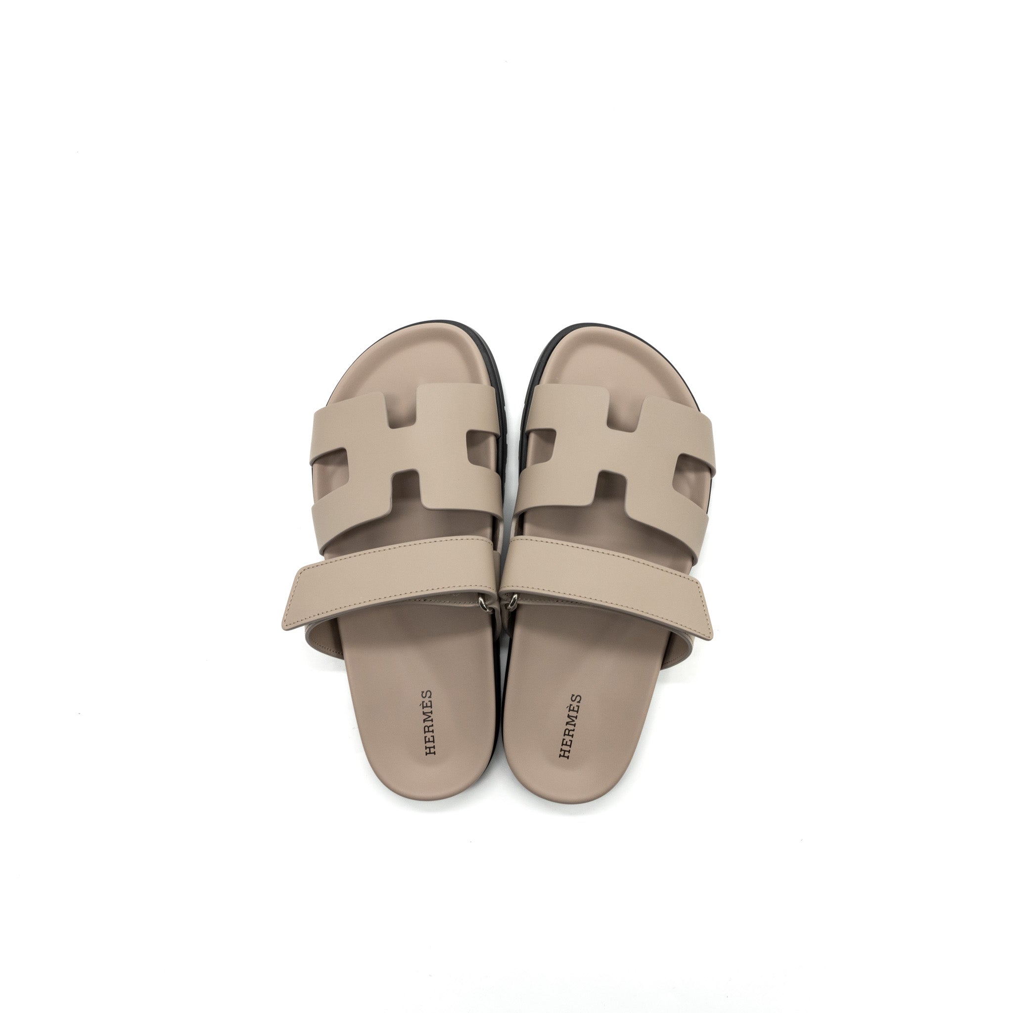 HERMES CHYPRE SANDALS VEAU BEIGE MASTIC SHW