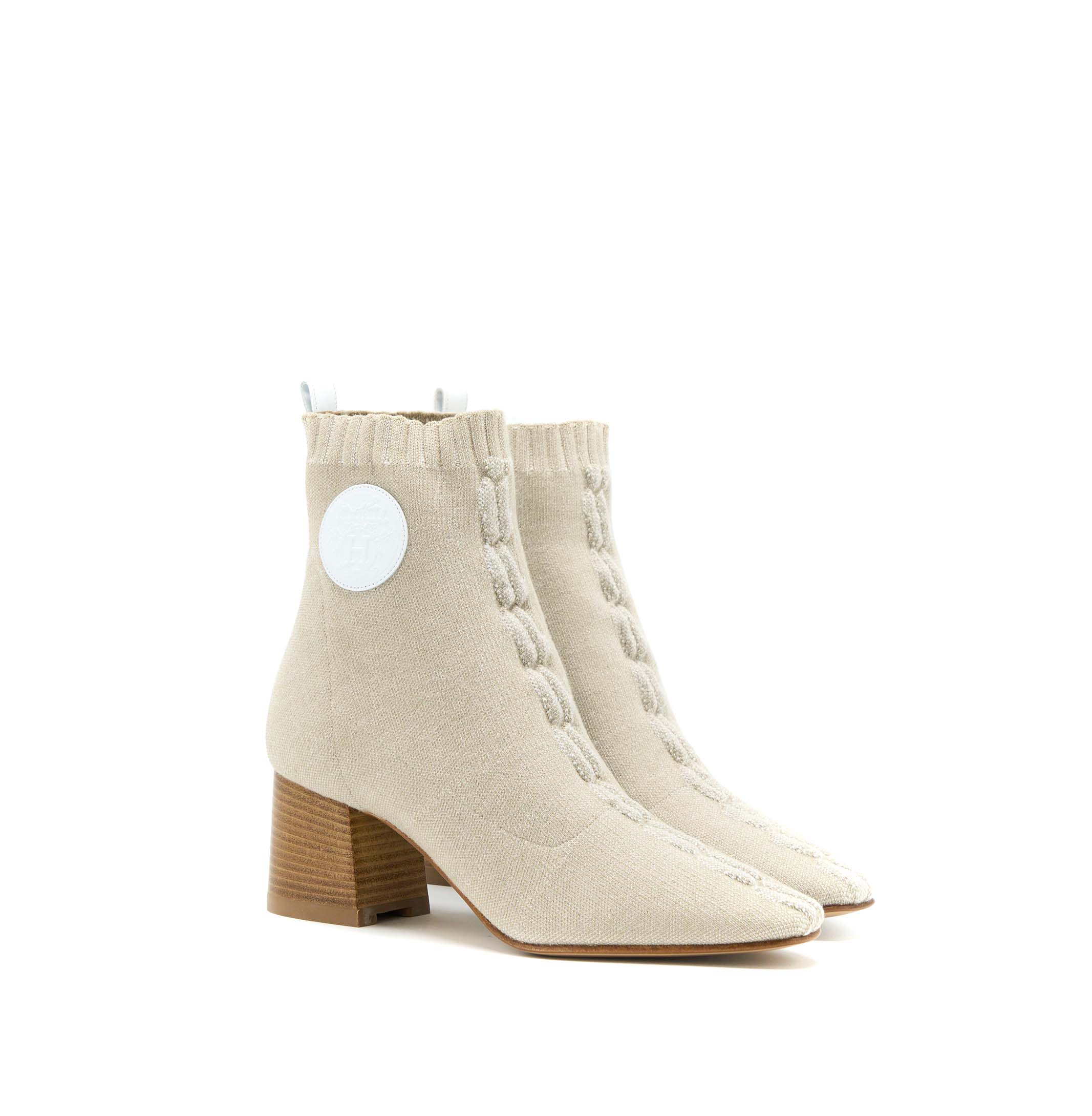 HERMES DUO ANKLE BOOTS NOCCIOLA /BLANC