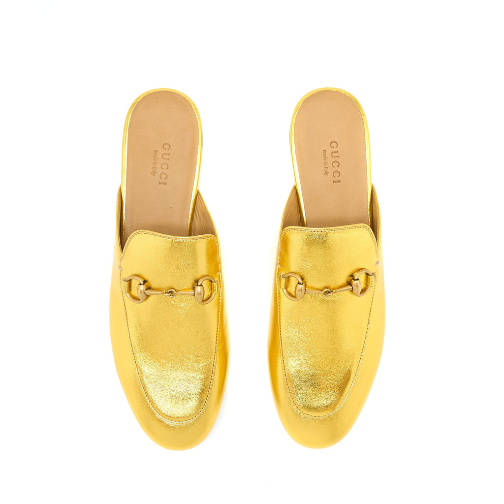 GUCCI PRINCETOWN SLIPPER GOLD WITH GHW
