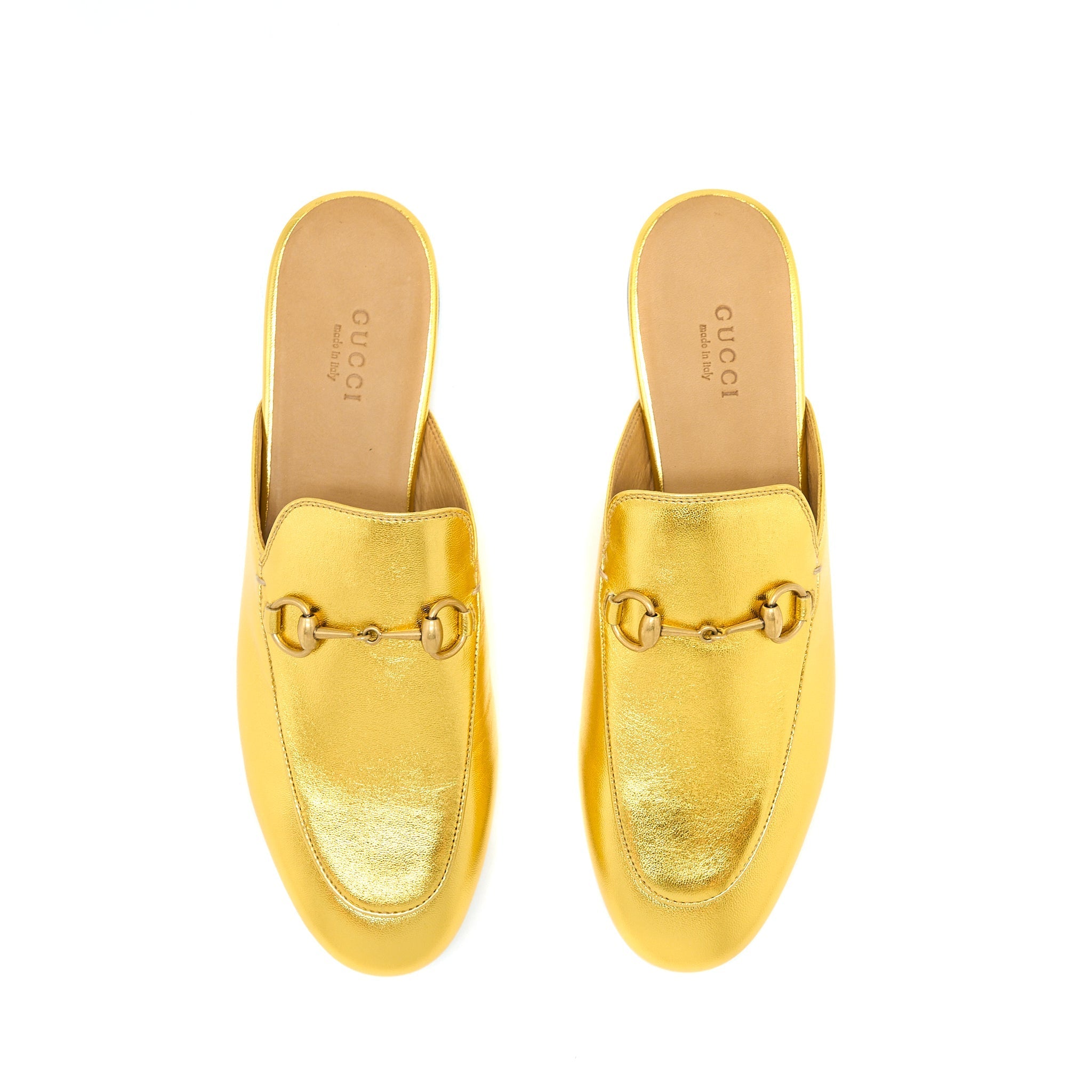 GUCCI PRINCETOWN SLIPPER GOLD WITH GHW