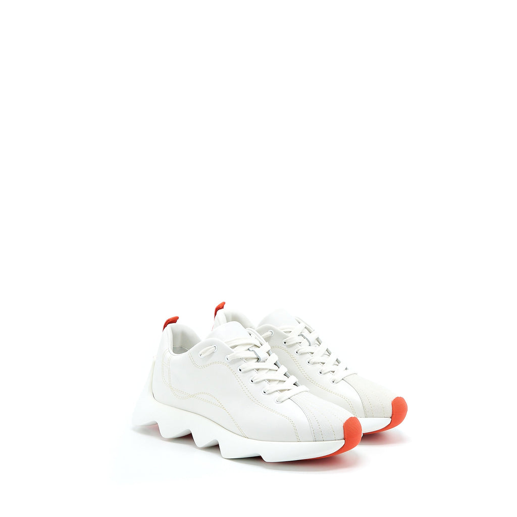 HERMES FEMME ENVOL SNEAKER CALFSKIN/SUEDE GOATSKIN CHÈVRE VELOURS BLANC