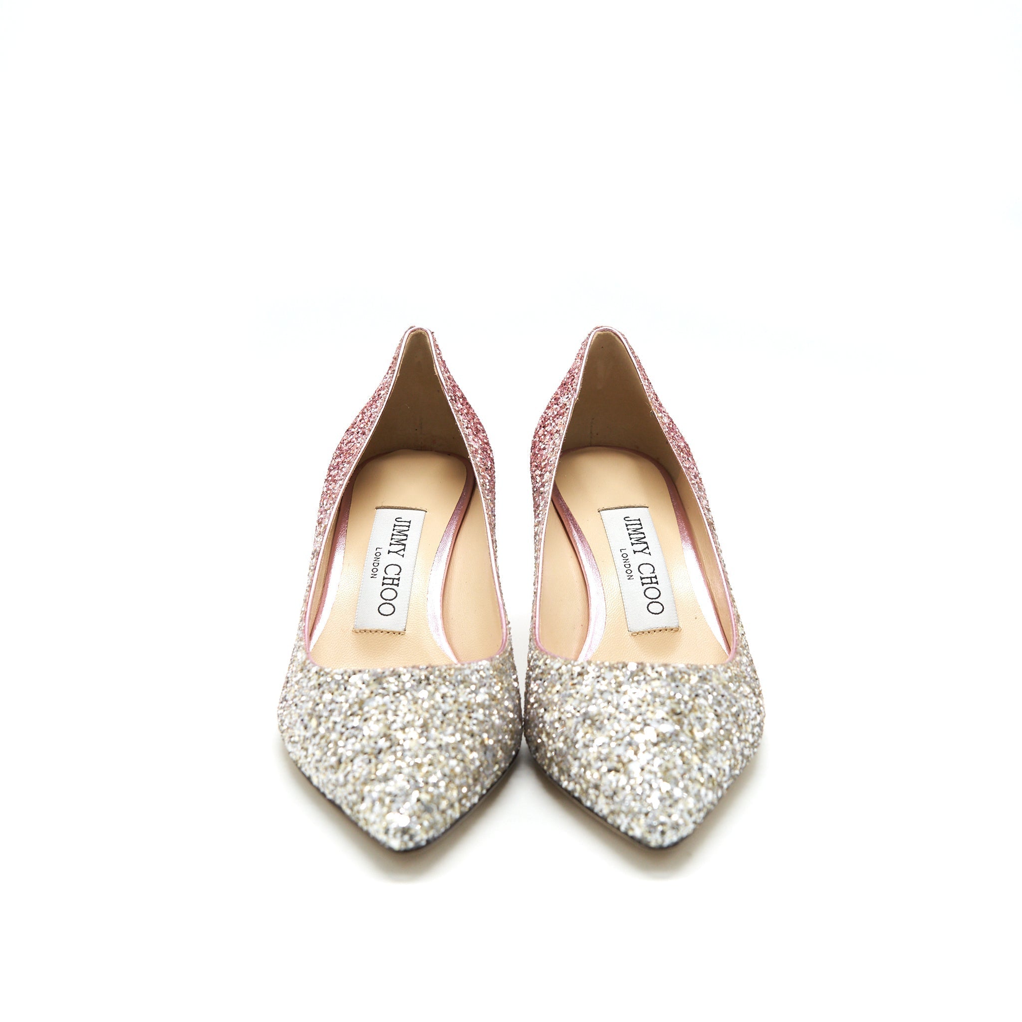 JIMMY CHOO ROMY PLATINUM/ FLAMINGO