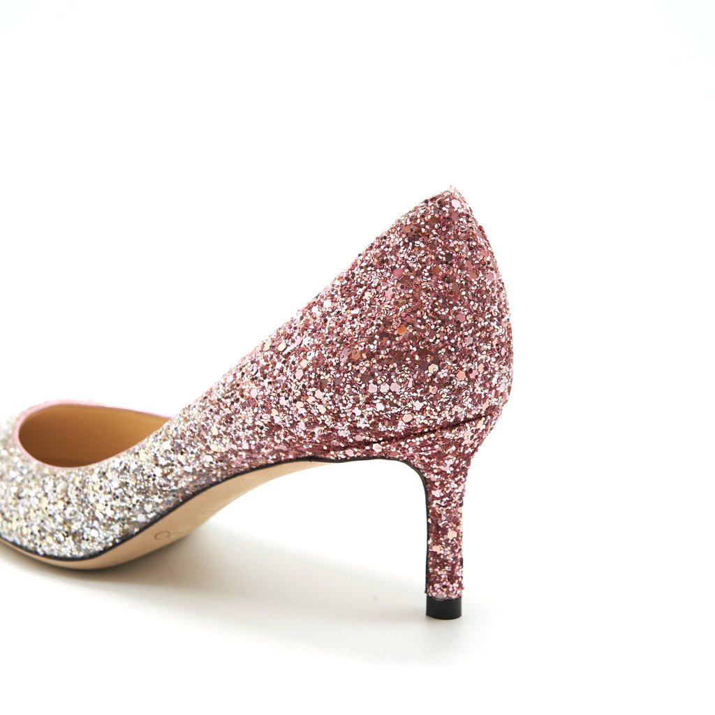 JIMMY CHOO ROMY PLATINUM/ FLAMINGO