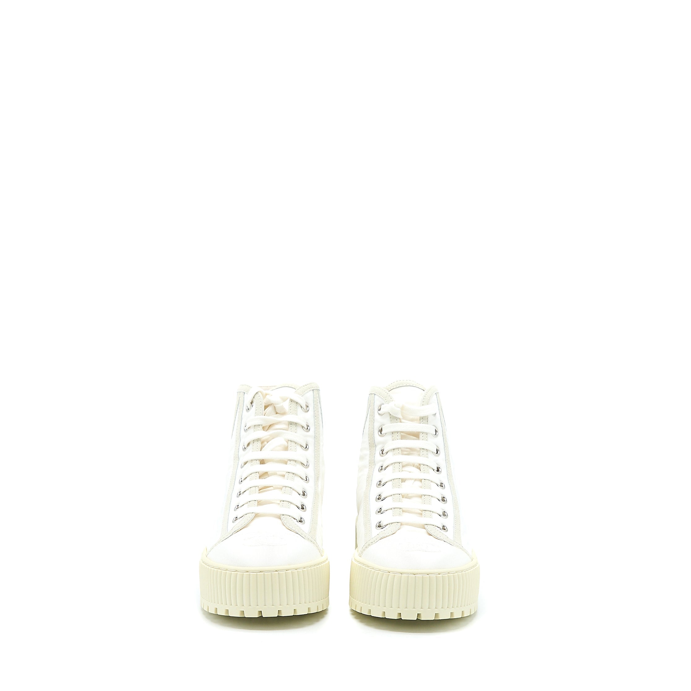 CHANEL HIGH TOP SNEAKER SUEDE/FABRIC WHITE/LIGHT GREY