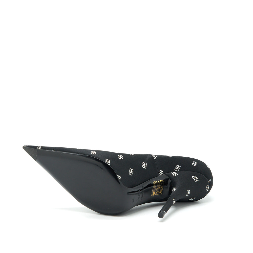 BALENCIAGA SATIN BB KNIFE HEELS BLACK