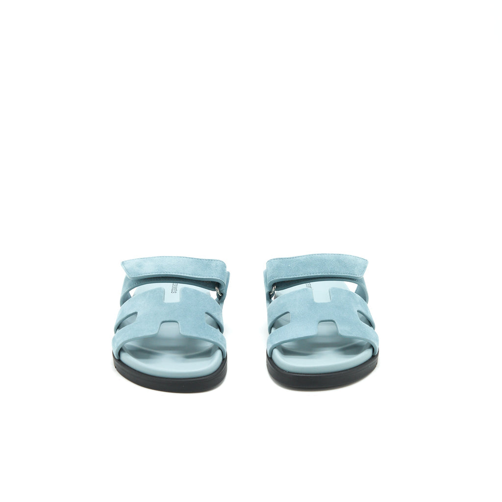 HERMES CHYPRE SANDALS SUEDE BLUE