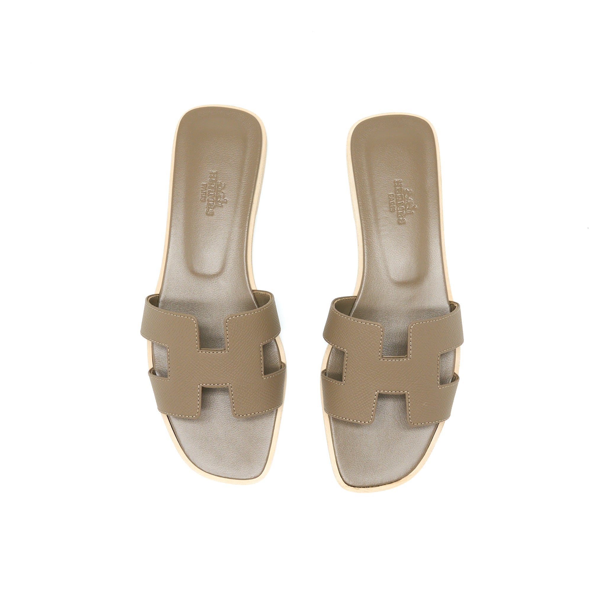 HERMES ORAN SANDALS EPSOM ETOUPE