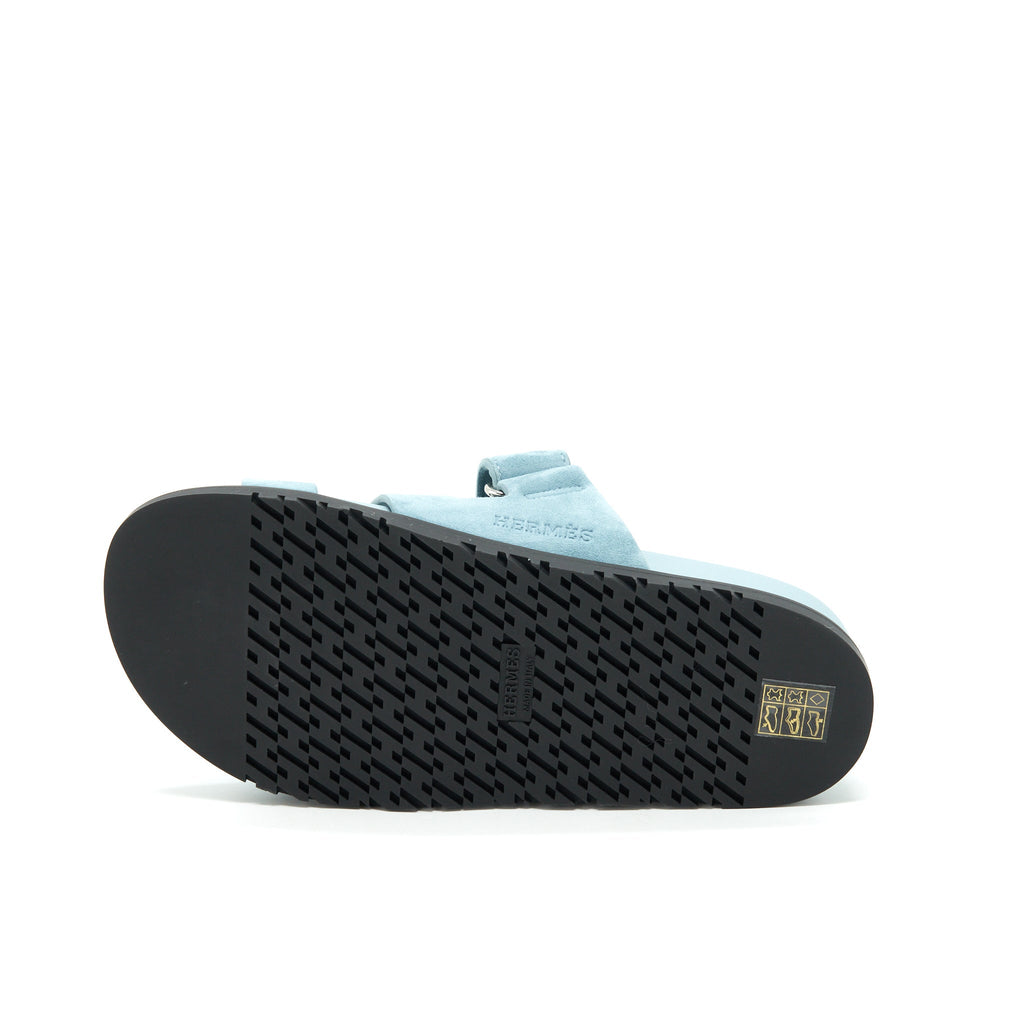 HERMES CHYPRE SANDALS SUEDE BLUE
