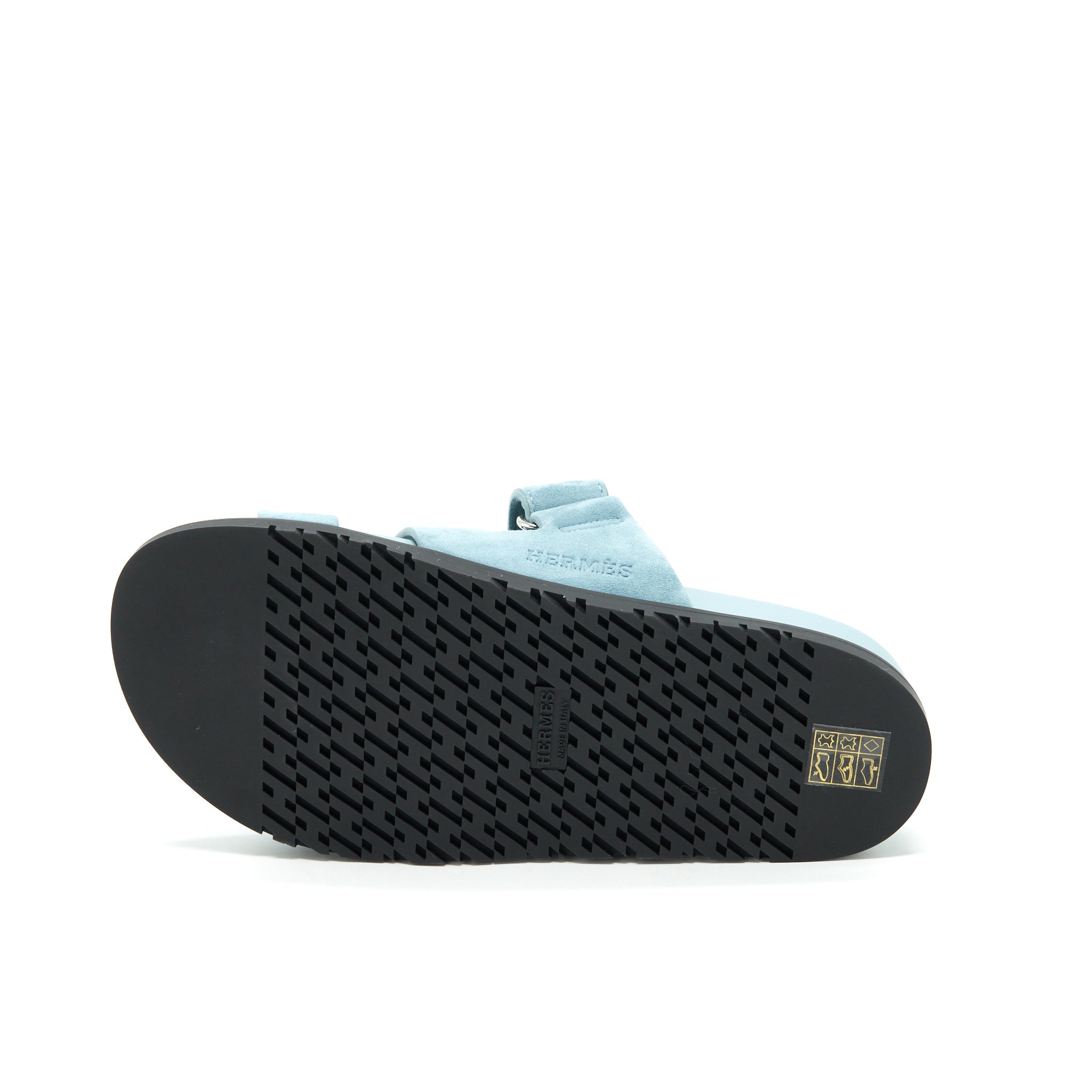 HERMES CHYPRE SANDALS SUEDE BLUE