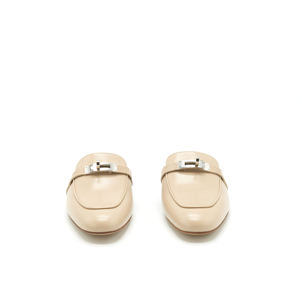 HERMES OZ MULES TOUCH WITH LIZARD BEIGE SARRAZIN