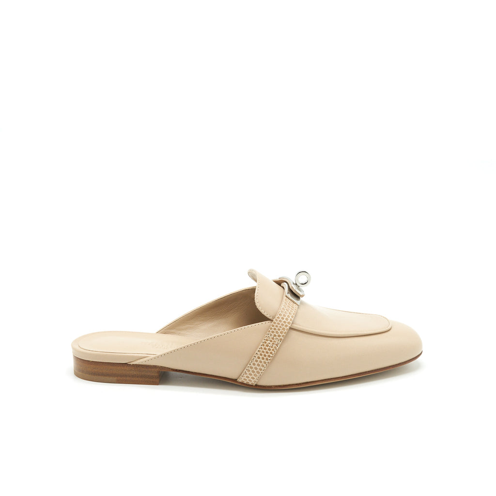 HERMES OZ MULES TOUCH WITH LIZARD BEIGE SARRAZIN