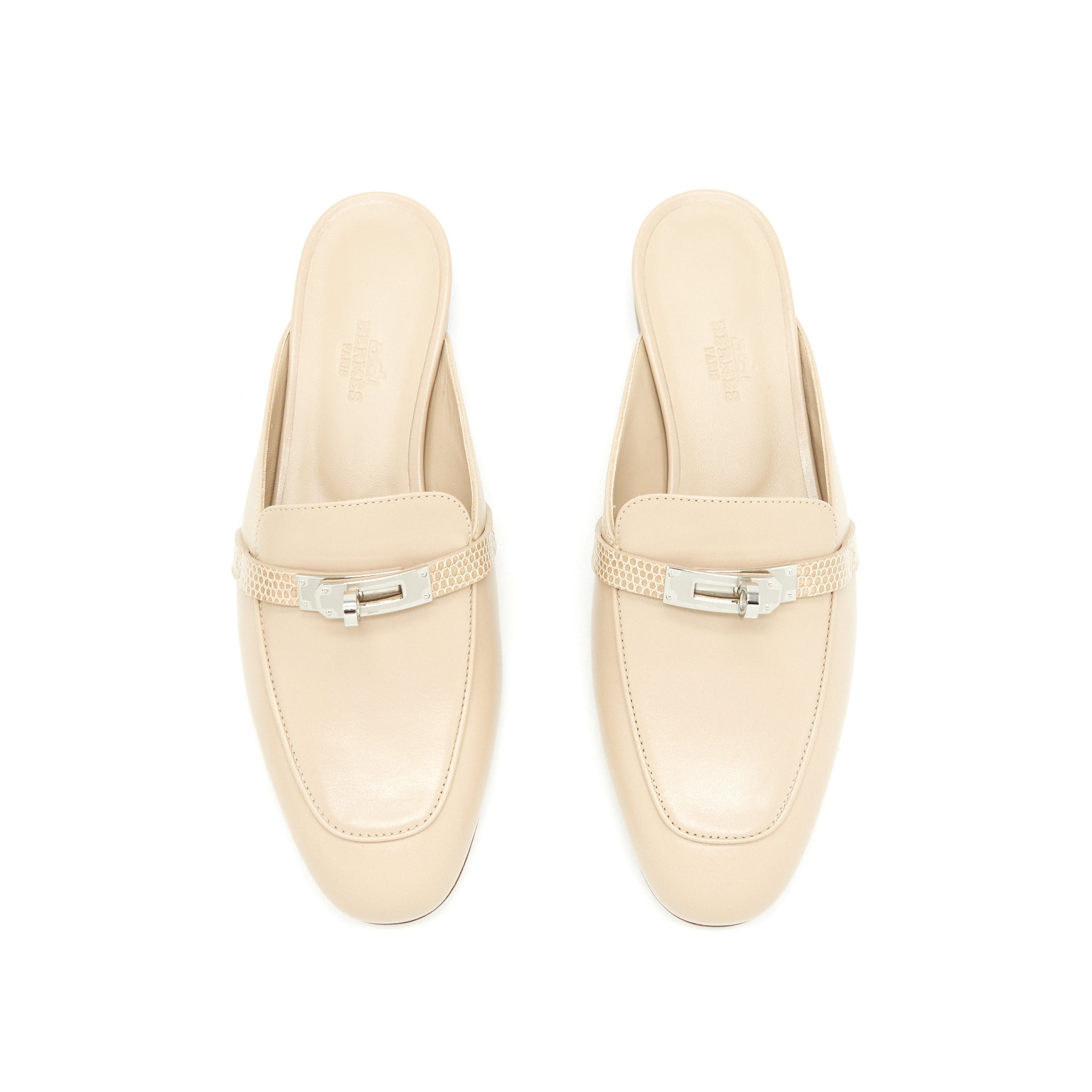 HERMES OZ MULES TOUCH WITH LIZARD BEIGE SARRAZIN