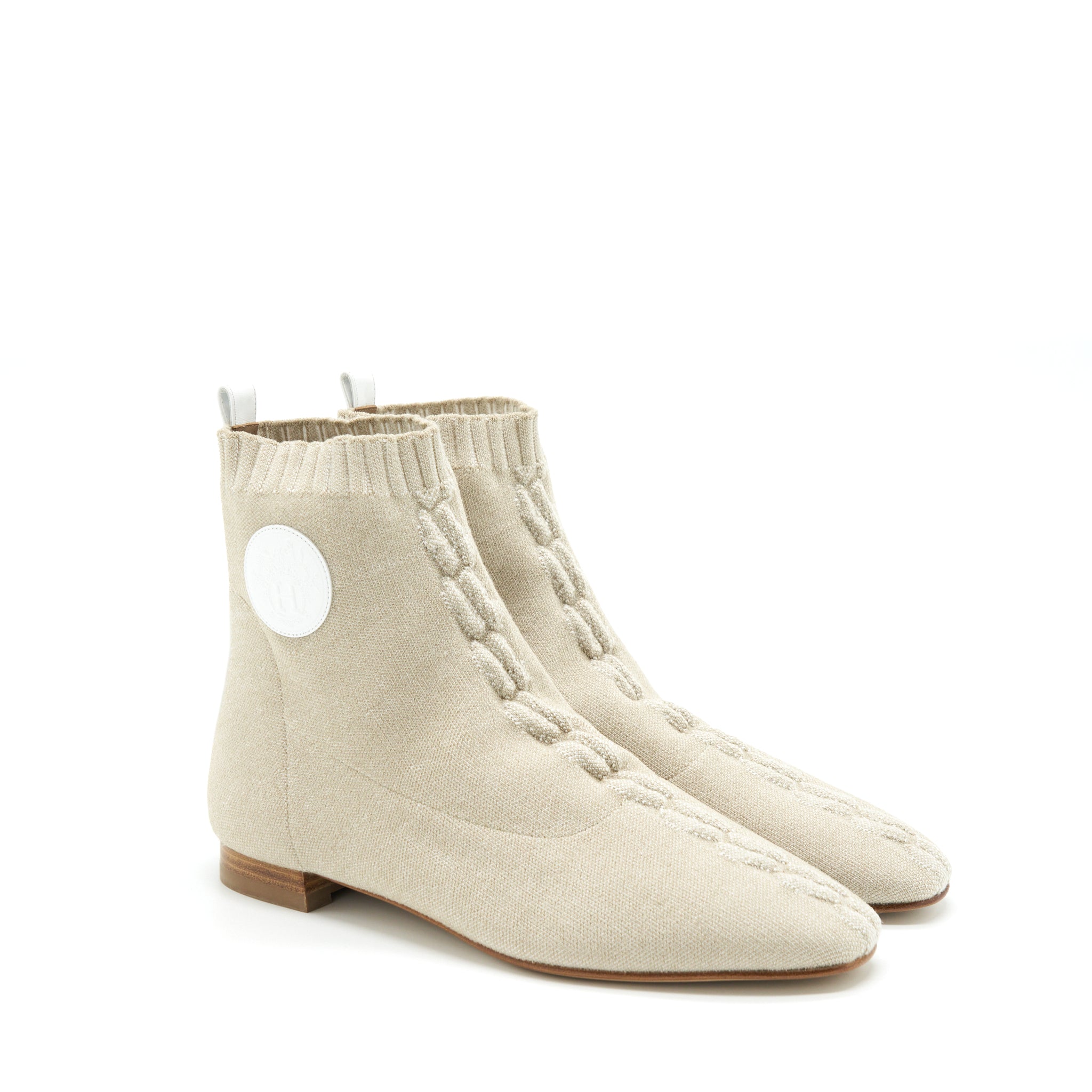 HERMES DUO ANKLE BOOTS NOCCIOLA /BLANC