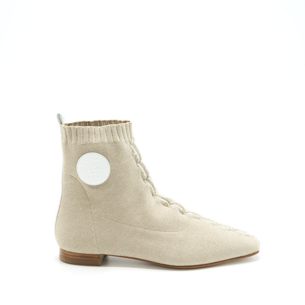 HERMES DUO ANKLE BOOTS NOCCIOLA /BLANC