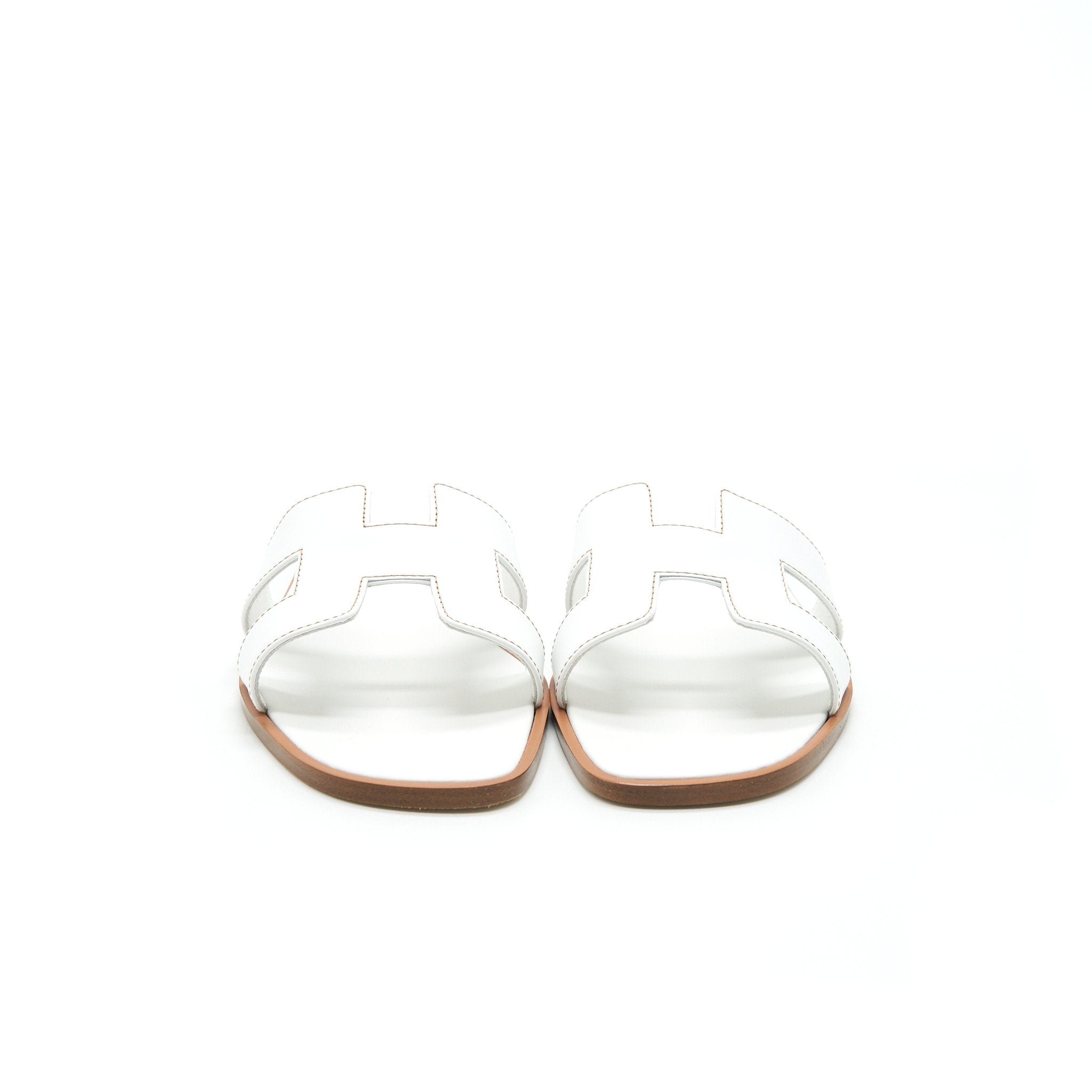 HERMES ORAN SANDAL BLANC BOX LEATHER