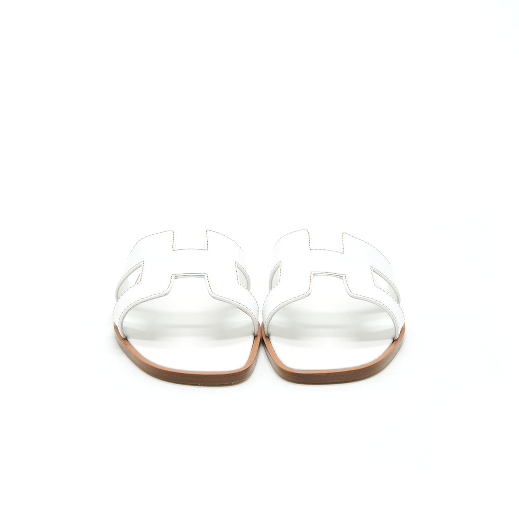 HERMES ORAN SANDAL BLANC BOX LEATHER