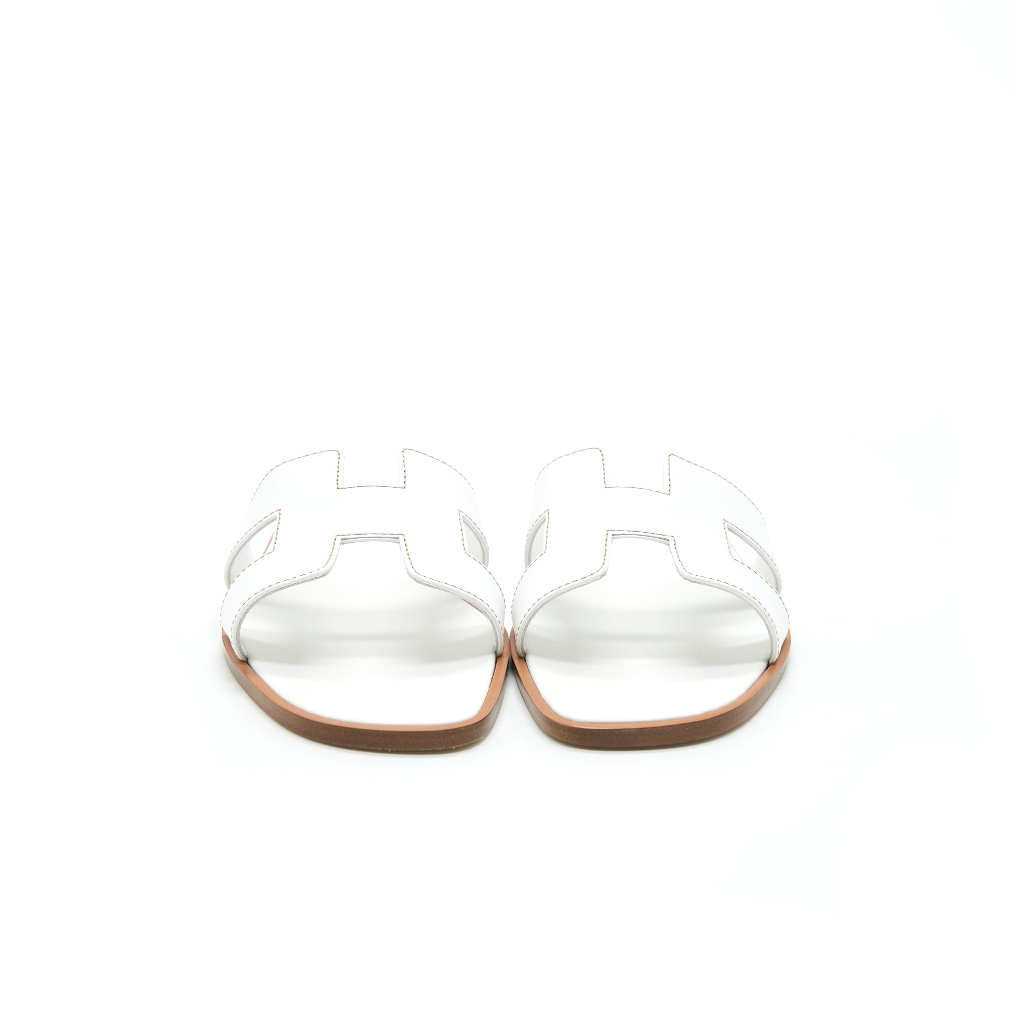 HERMES ORAN SANDAL BLANC BOX LEATHER
