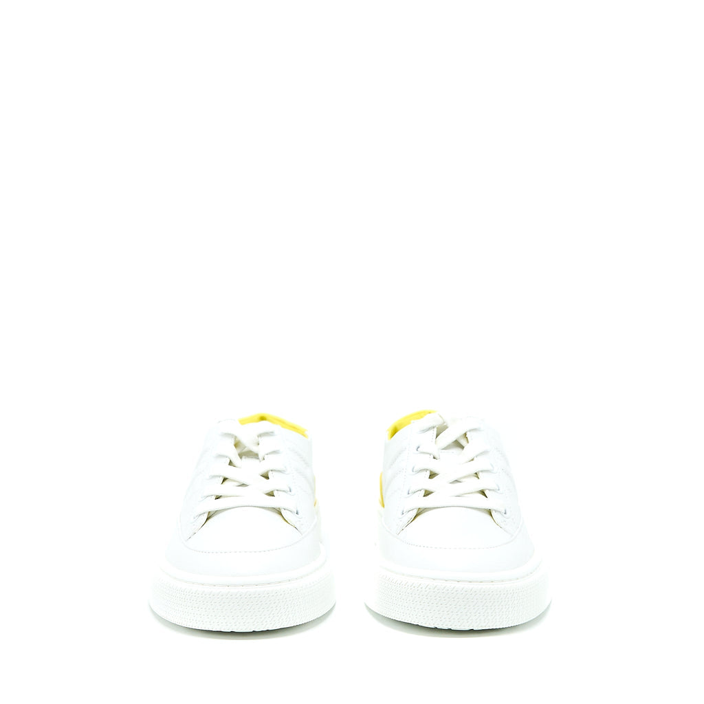 HERMES FEMME DEEP SNEAKER CALFSKIN CROCODILE NILO MAT TOUCH BLANC/JAUNE FLA