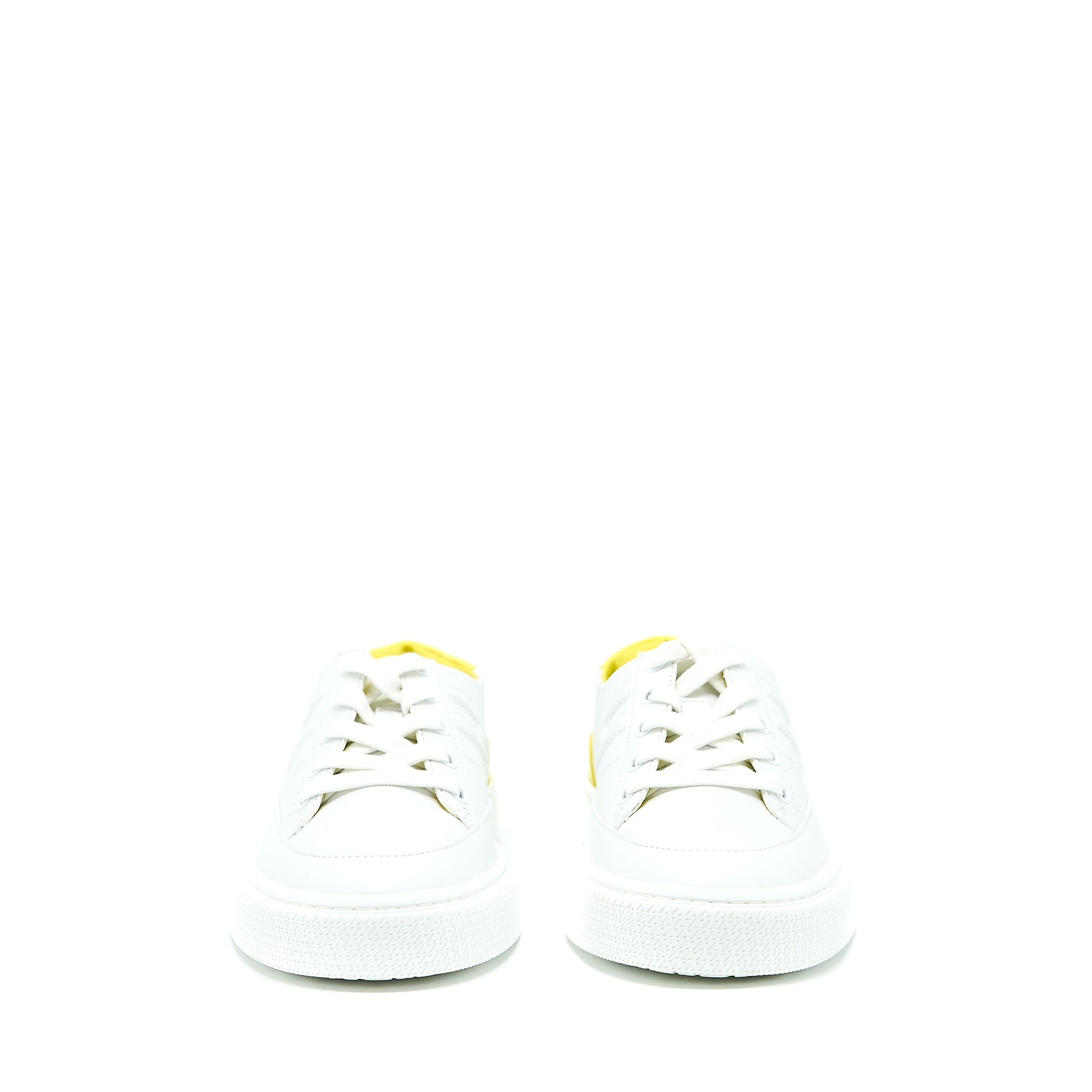 HERMES FEMME DEEP SNEAKER CALFSKIN CROCODILE NILO MAT TOUCH BLANC/JAUNE FLA
