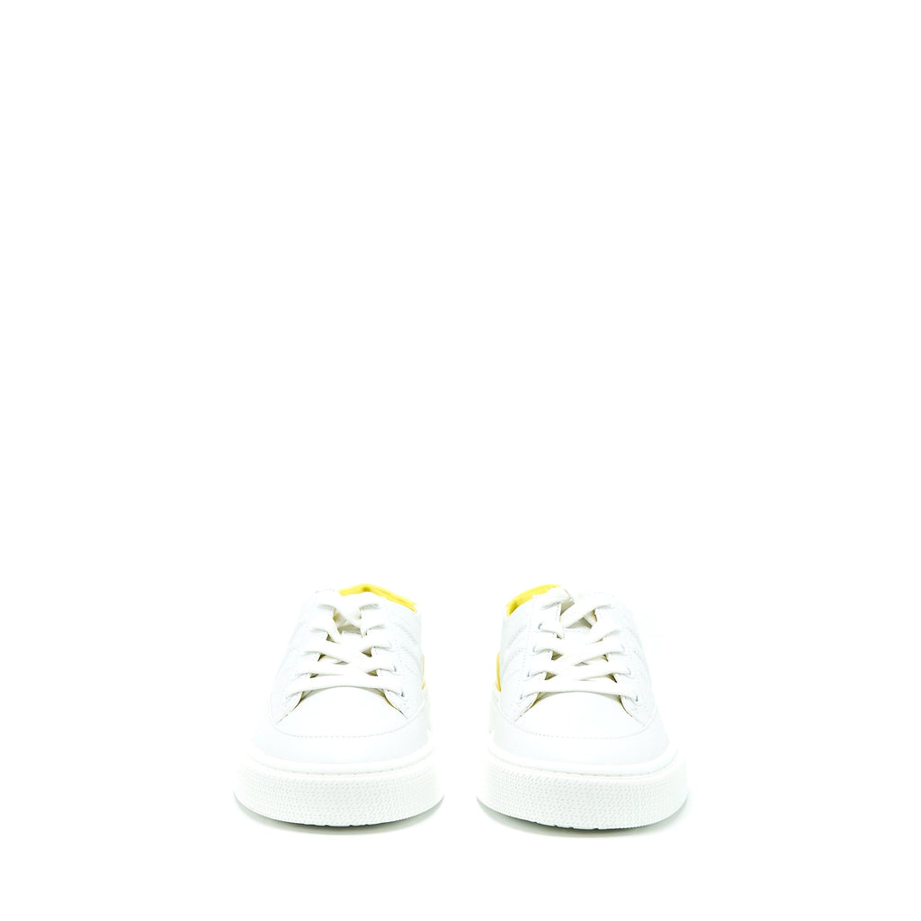 HERMES FEMME DEEP SNEAKER CALFSKIN CROCODILE NILO MAT TOUCH BLANC/JAUNE FLA