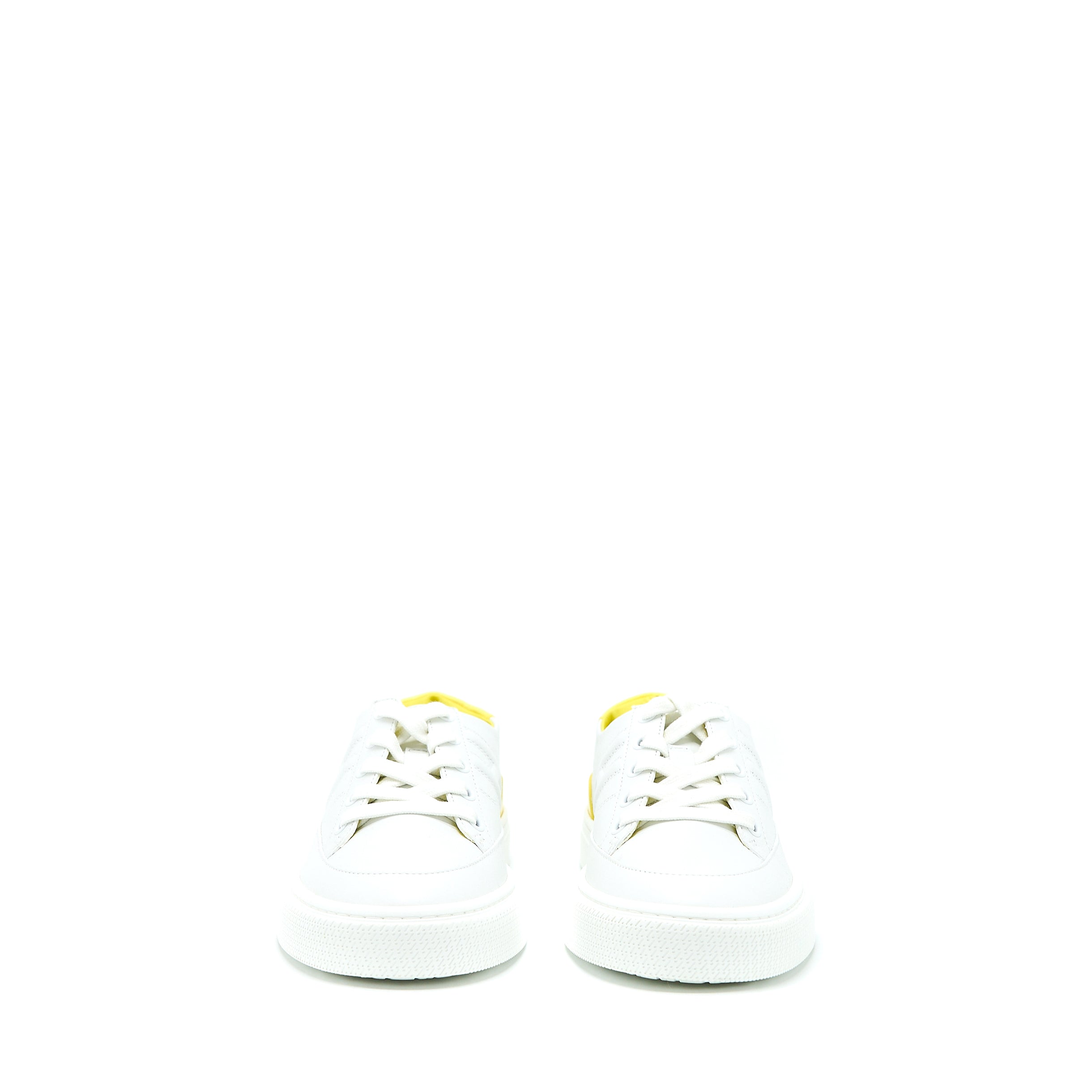 HERMES FEMME DEEP SNEAKER CALFSKIN CROCODILE NILO MAT TOUCH BLANC/JAUNE FLA