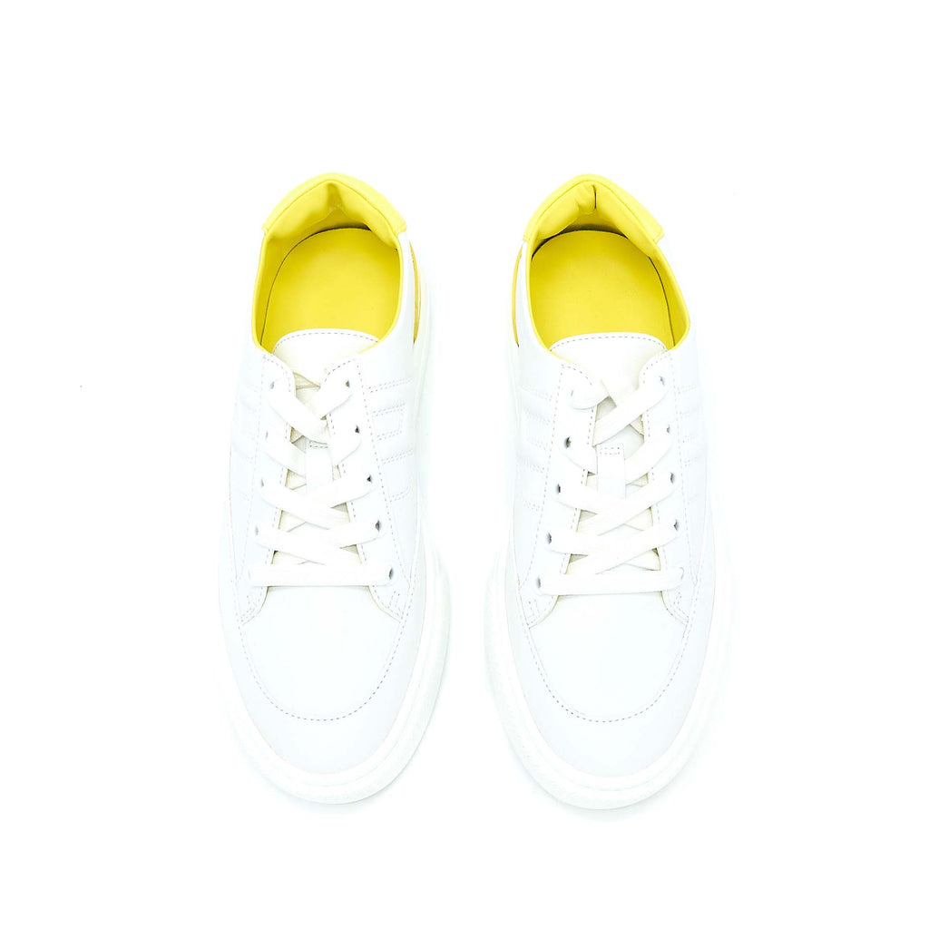 HERMES FEMME DEEP SNEAKER CALFSKIN CROCODILE NILO MAT TOUCH BLANC/JAUNE FLA